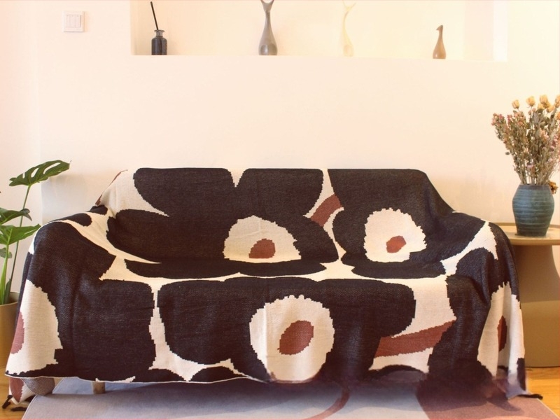 Pletena pamučna deka, 800–999 g, uzorak suncokreta, modern minimalistički stil, 100% pamučna