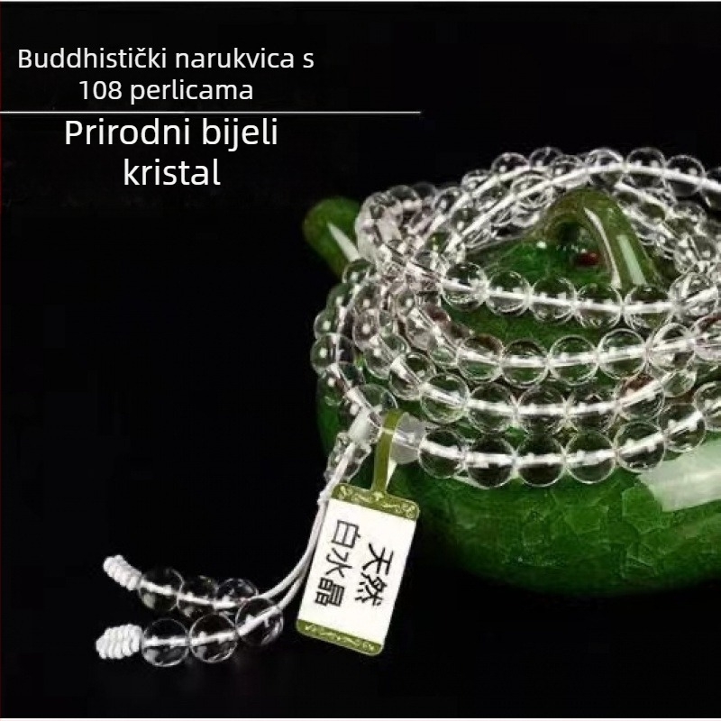 Unisex narukvica od prirodnog kristala s 108 perlama, 8A razreda, ručna izrada, višeslojna
