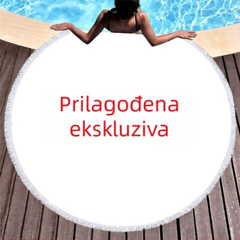 Kružni ručnik za plažu od mikrovlakana, 3D digitalni tisak, resice i vezenje
