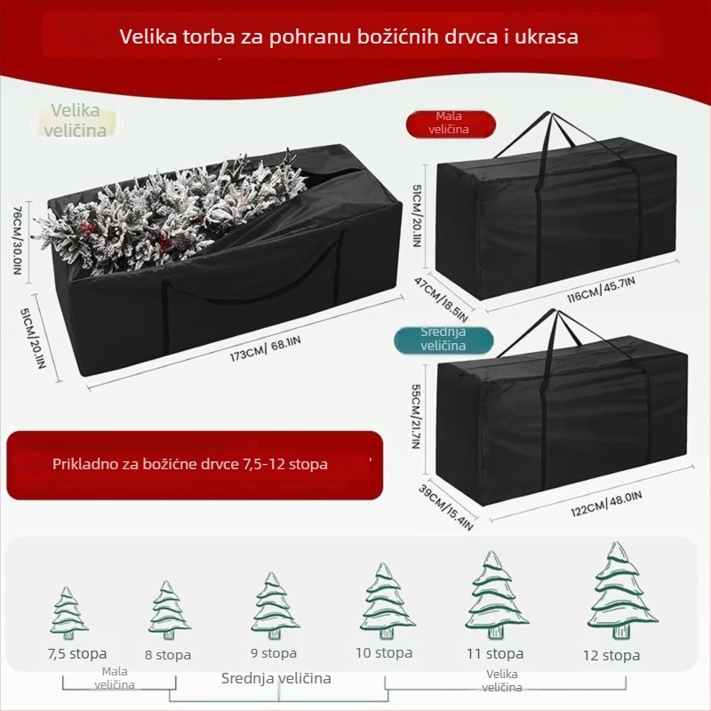 Torba za skladištenje božićnog drvca, Oxford tkanina, vodootporna, otporna na sunce i prašinu, velik kapacitet, Yunpin Leisure