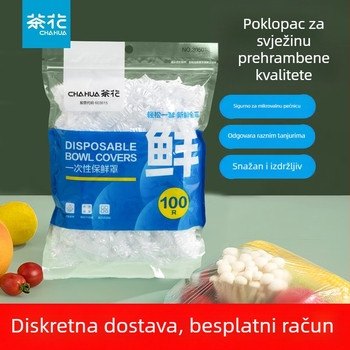 Camellia Jednokratni PE pokrov za hranu, prehrambene kvalitete, za kućnu uporabu, s elastičnim otvorom, stil kupaonske kape