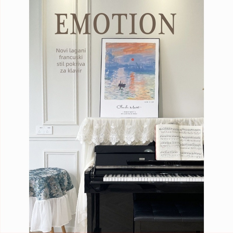 Navlaka za prašinu za klavir – moderni minimalistički stil, europska čipka, potpuno pokriće