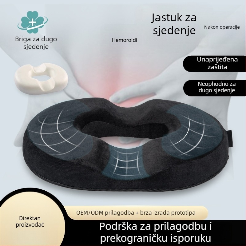 Jastučnica za stolicu od memorijske pjene, prozračna, spora reakcija, ergonomska podrška lumbalnog dijela leđa za ured
