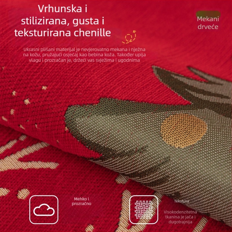 Jastučni pokrov za kauč od chenille materijala, crtani motiv, univerzalna kompatibilnost, svečani stil, prilagodljiv