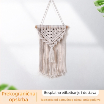 Boemsko ručno tkano zidno platno od pamukovog užeta s resicama, nordijski stil