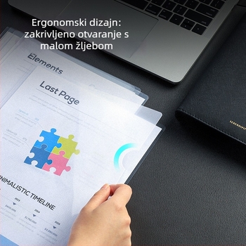 Deli dokumentni komplet: mapa tipa L za jednu stranicu, s prozirnim umetnim poklopcem – plast