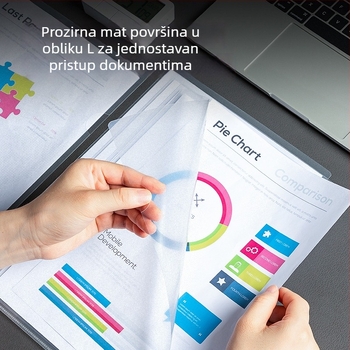 Deli dokumentni komplet: mapa tipa L za jednu stranicu, s prozirnim umetnim poklopcem – plast
