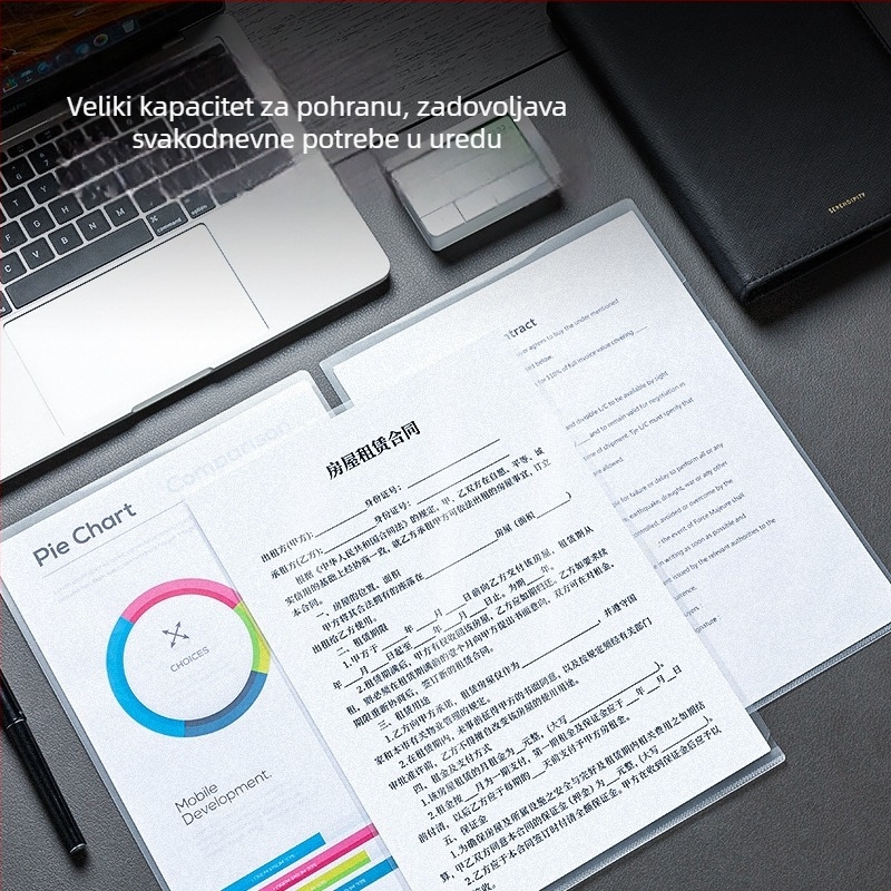 Deli dokumentni komplet: mapa tipa L za jednu stranicu, s prozirnim umetnim poklopcem – plast