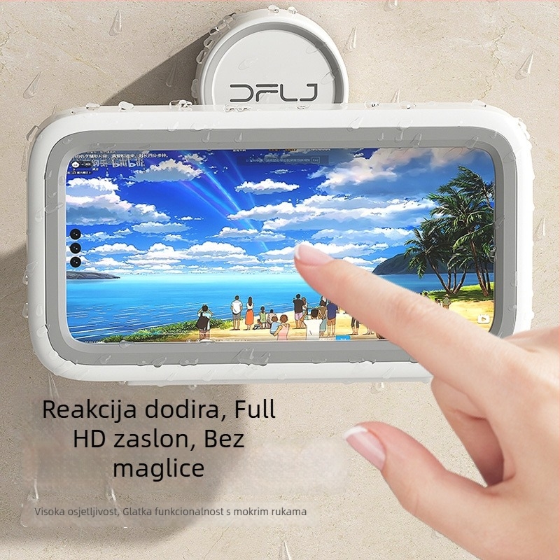 Zidni držač za telefon s vakuum pričvršćivanjem, vodootporan i protiv magljenja, s poklopcem