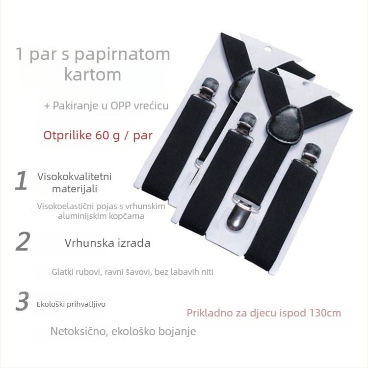 Dječji klipovi za naramenice, Y-oblik elastičan, 3 klipsa, podesiva duljina, unisex