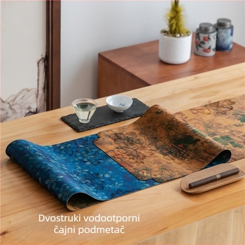 Vodootporna podloga za čaj, dvostrani kineskog stila, platnena stolna podloga, veliki pravokutnik (materijal: acetat vlakna; stil: kineska klasična; uzorak: kineski vjetar serija; prilagodba: da; funkcija: podloga za čaj)