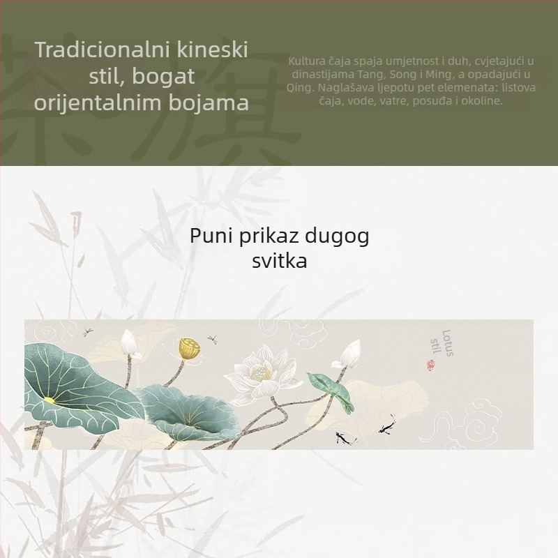 Zastavica za stol s motivom lotosa, novi kineski stil, bambusova svila