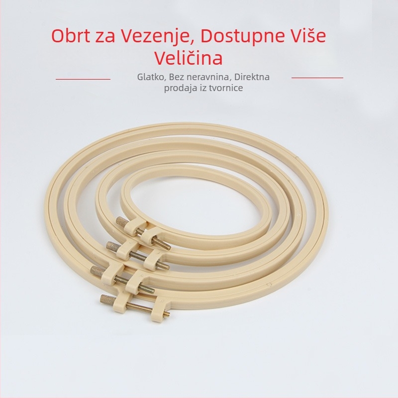 Plastični obruč za križni štep, kružni okvir za šivanje s podrškom i fiksnim prstenom