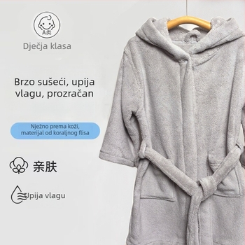 Dječji kupaonski ogrtač s kapuljom, debeo, mekan i upijajući, za jesen i zimu