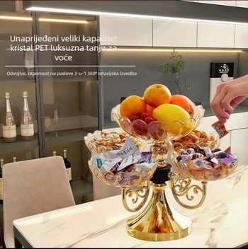 Okretni višeslojni pladanj za voće, akrilni materijal, lagani luksuz retro europski stil, model 2025