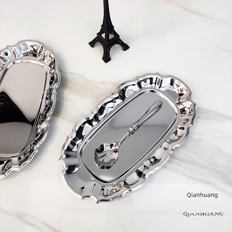 Tanjur za tortu od nehrđajućeg čelika, nepravilan oblik, retro stil, mogućnost otiska logotipa