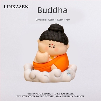 Stolni ukras Bodhisattva s bazom od lotosa i pladnjem od smole • Materijal: smola • Stil: crtani