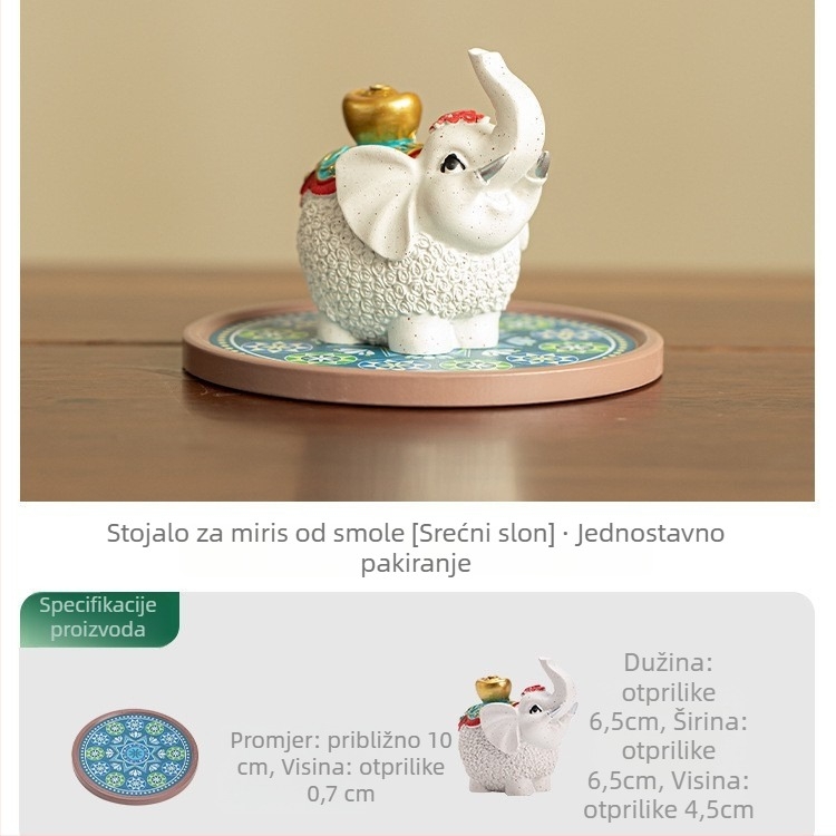 Držač za tamjan u obliku slona - smola; podrijetlo Dehua, Quanzhou; marka Jiyu Ceramics; stil moderni minimalist.