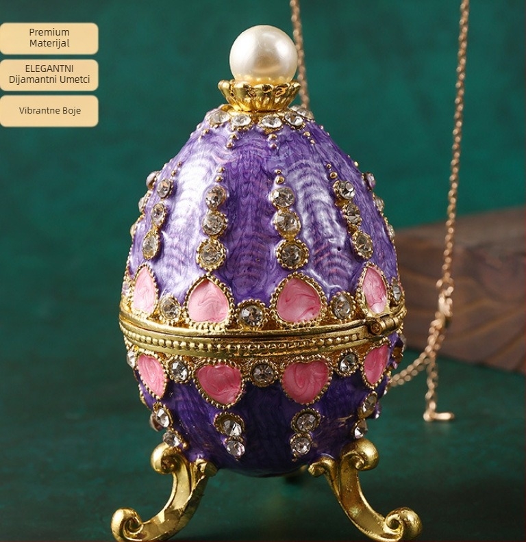 Jaje-oblik dekorativna figura od legure s emajlom i kamenom, ručno oslikana i elektroplatirana, moderan minimalistički kućni ukras, mogućnost prilagodbe