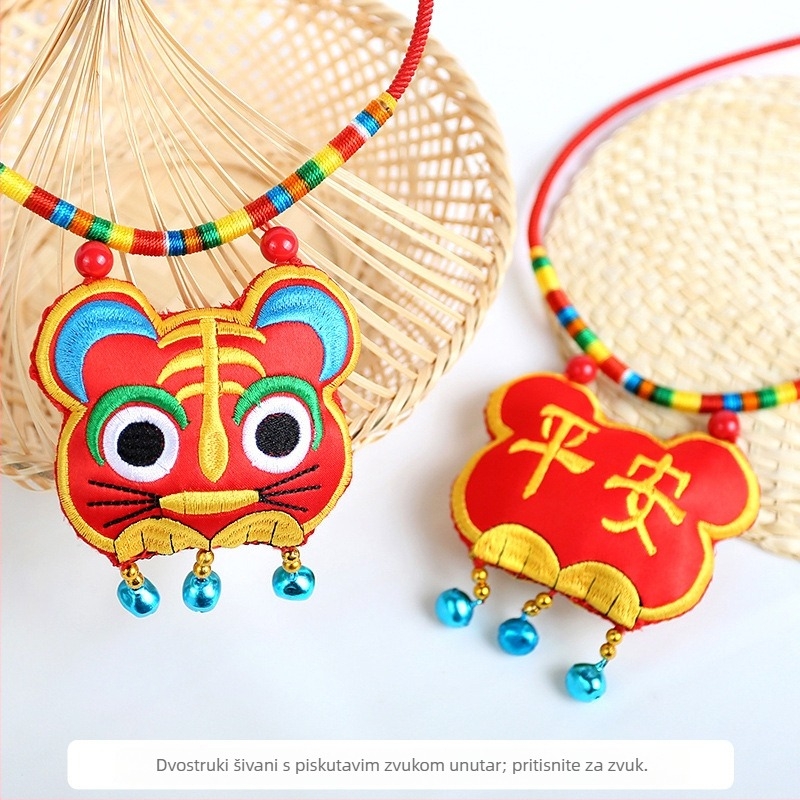 Dječja ogrlica od tkanine s tigrovom glavom i motivom životinja/zodijak CMS05