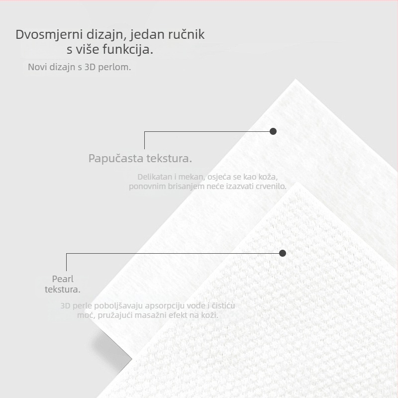 Jednokratne maramice za lice od neotkanog materijala, zgušćene, izvlačni dizajn, za mokro i suho čišćenje te uklanjanje šminke