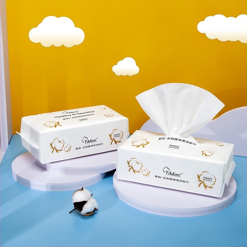 Timim Jednokratni ručnik za lice od 100% pamuka – mokro i suho korištenje, ispis i oblikovanje, 70 kom. po paketu, 50 paketa po kartonu