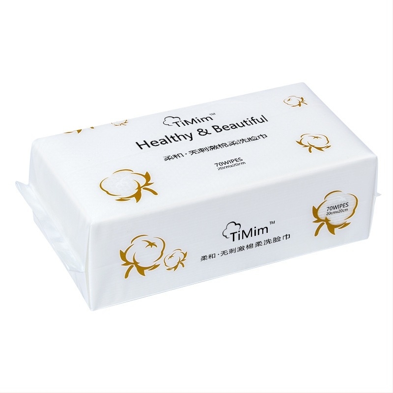 Timim Jednokratni ručnik za lice od 100% pamuka – mokro i suho korištenje, ispis i oblikovanje, 70 kom. po paketu, 50 paketa po kartonu