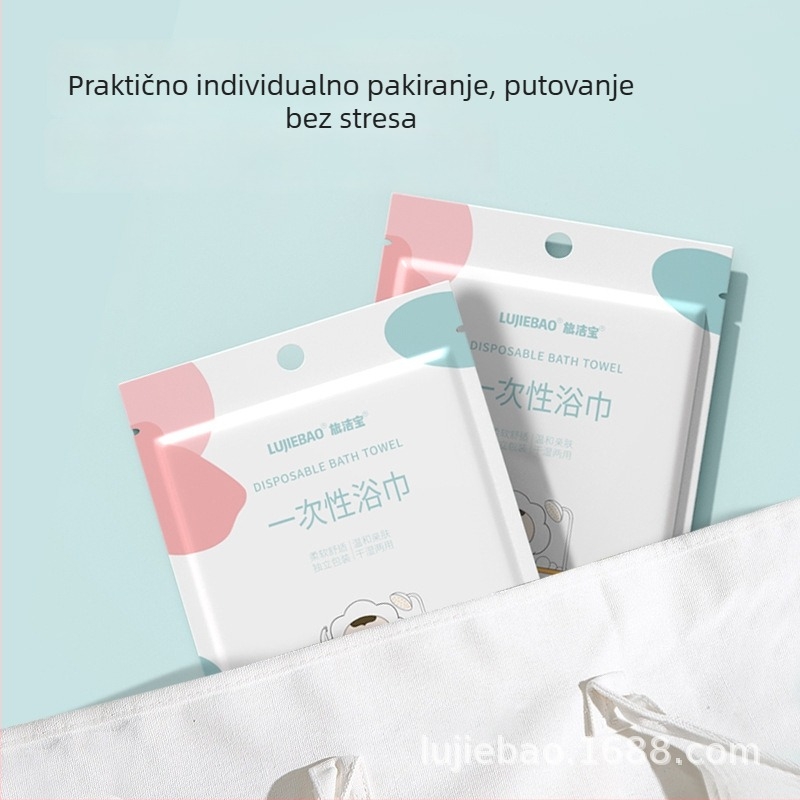 Jednokratna kupaonska krpa i ručnik za lice, komprimirani granulirani, materijal smjesa, 32s ravna tkanina, 50–80 g