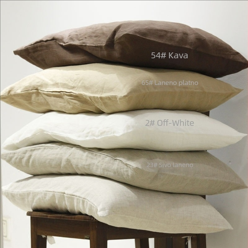 Jastučnica, laneno-pamukova mješavina 55% lan / 45% pamuk, obična tkanina, reaktivno bojanje, moderan minimalistički stil, platno od 30 niti