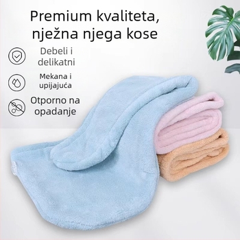 Mikrovlakna kapa za sušenje kose, koralni fleece, 150D, jednostavno pletenje, 80-99 g