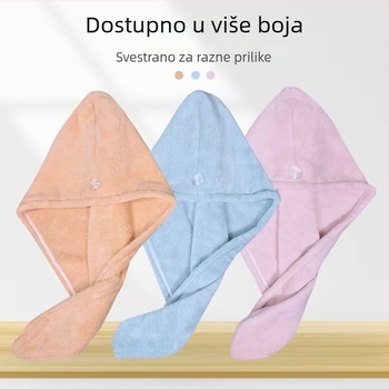 Mikrovlakna kapa za sušenje kose, koralni fleece, 150D, jednostavno pletenje, 80-99 g
