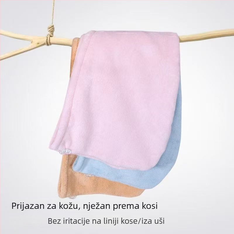 Mikrovlakna kapa za sušenje kose, koralni fleece, 150D, jednostavno pletenje, 80-99 g
