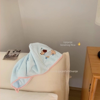 Kapa za sušenje kose s prošivenim slatkim štenadom, pojačana konstrukcija, visoka apsorpcija, brzo sušenje, pulover turbanski stil