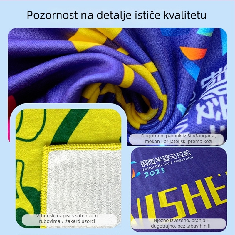 Longli mikrovlaknasti sportski ručnik, jacquard tkanina, 32-ply vlakna, 120 g, upijanje 0–5 s