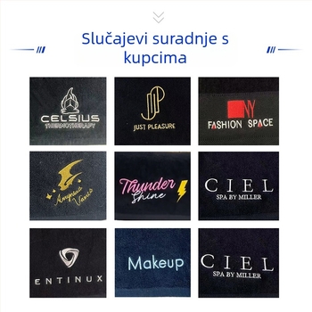 Crni pamuk ručnik za lice i ruke, mekan i upijajući, s izvezenim logotipom, za sport i jogu, veličina 35×75 cm