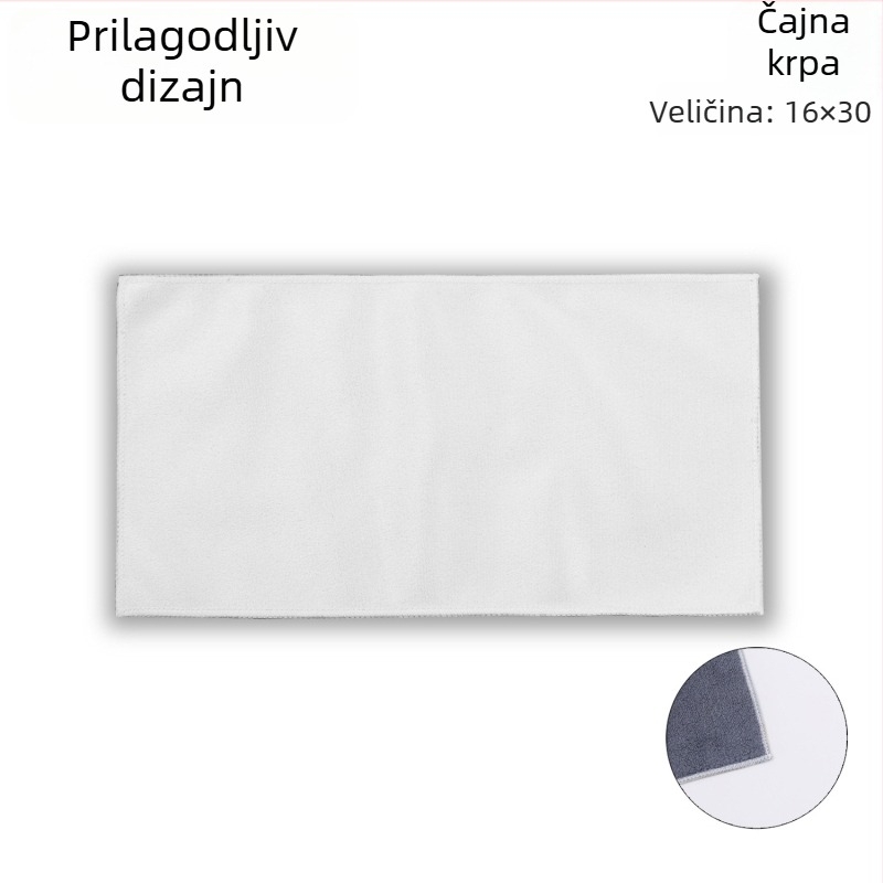 Čajna krpa od pliša od suede, 25 g, upijanje 5–10 s, moguć ispis logotipa
