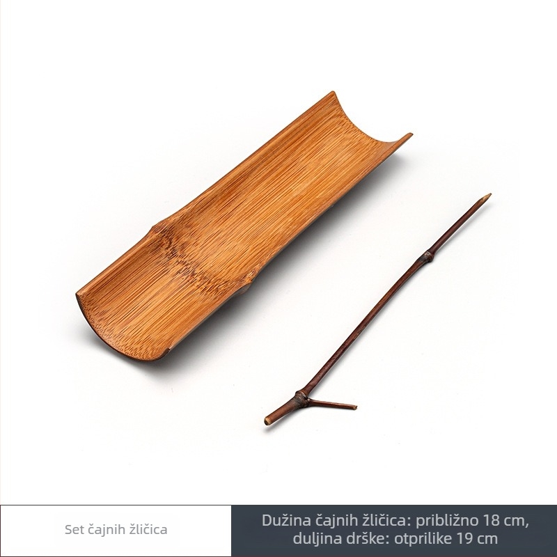 Trodijelni japanski čajni set s bambusovim držačem za čaj i ručno izrađenim čajnim ručnikom – pakirano u pladnju