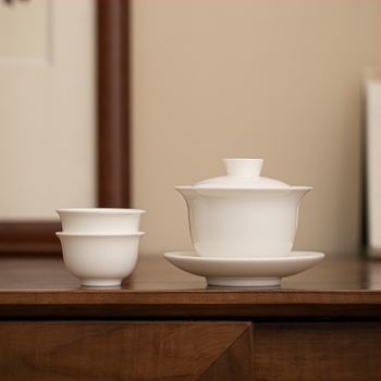 Keramička čajna zdjela s poklopcem - s tri talenta, set za čaj, moderan minimalistički dizajn, XB-0298