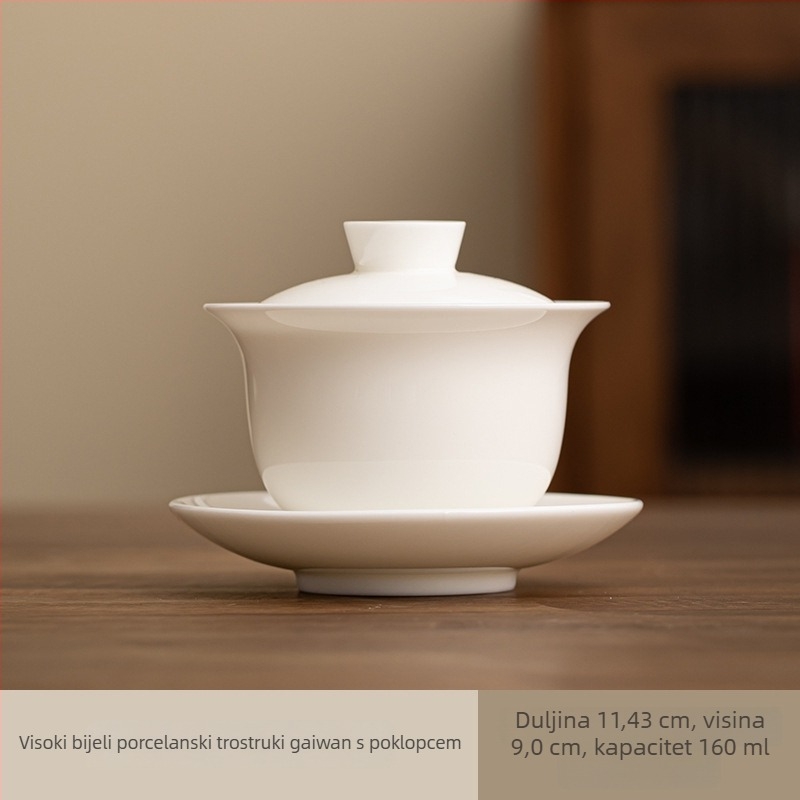 Keramička čajna zdjela s poklopcem - s tri talenta, set za čaj, moderan minimalistički dizajn, XB-0298