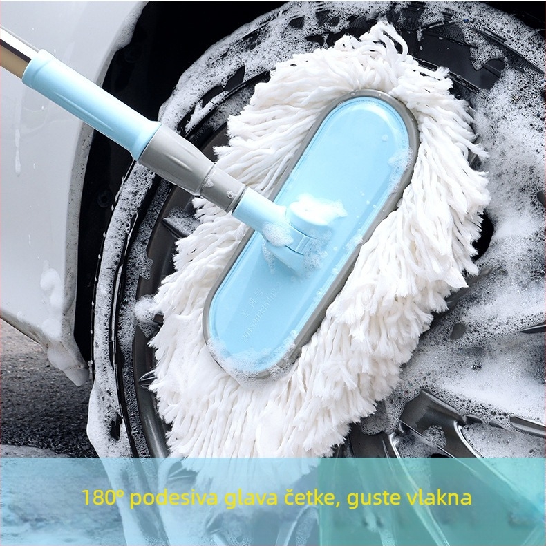 Mop za pranje automobila s mikrovlaknima, mekane dlačice, teleskopska duga drška