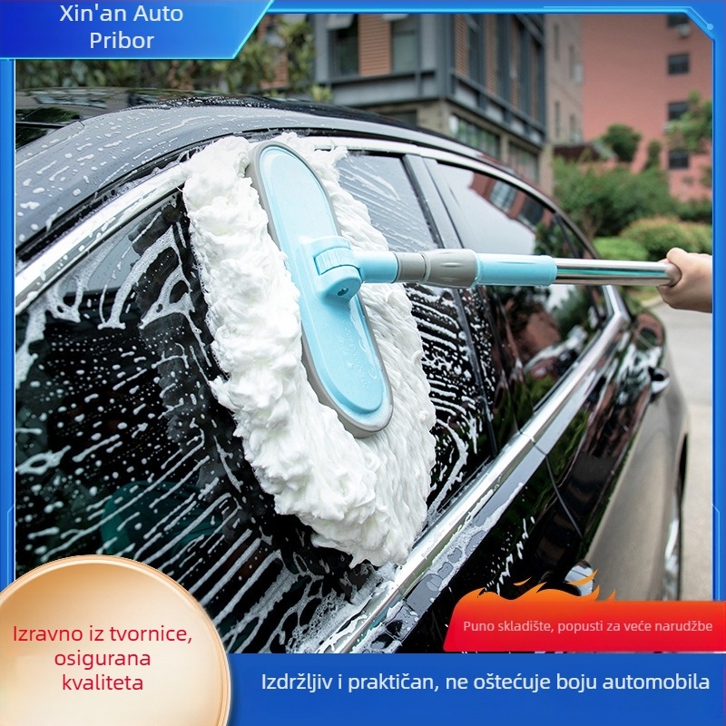 Mop za pranje automobila s mikrovlaknima, mekane dlačice, teleskopska duga drška