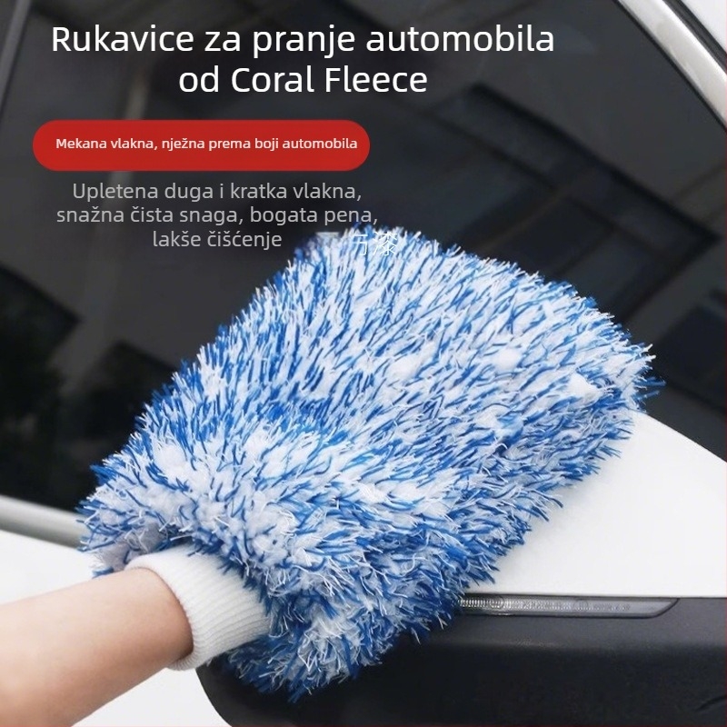 Rukavica za pranje auta od Coral Fleece-a, meka pliš tekstura, sigurna za boju, dvostruka mikrovlakna tekstura