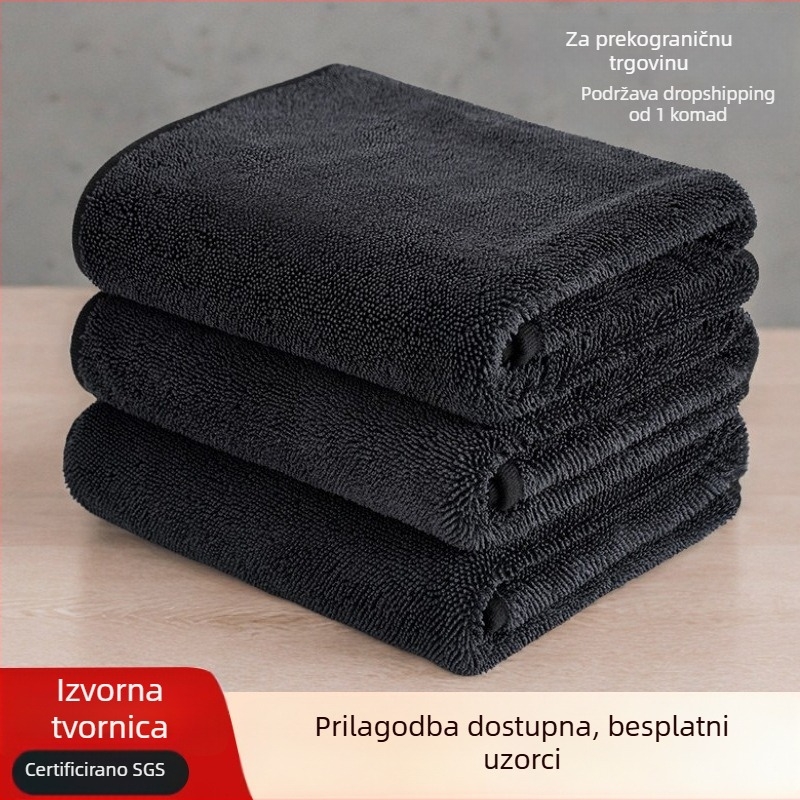 Krpa za pranje automobila – dvostruka, debela, upijajuća, od mikrovlakana, s otiskom logotipa, prilagodljiva, šiven rub (96/144/324 g)