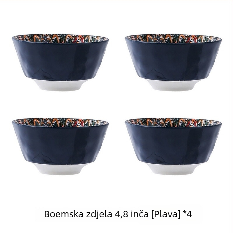 Porcelanska zdjela u boemskom stilu s podglazurnim cvjetnim uzorkom, kompatibilna s mikrovalnom pećnicom, okruglog oblika