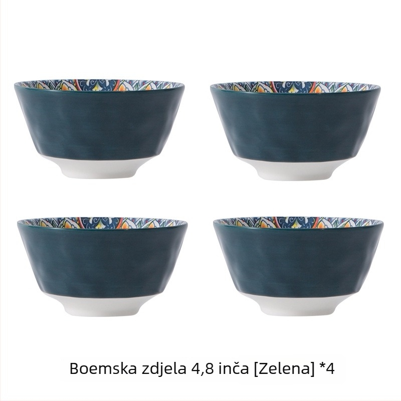 Porcelanska zdjela u boemskom stilu s podglazurnim cvjetnim uzorkom, kompatibilna s mikrovalnom pećnicom, okruglog oblika
