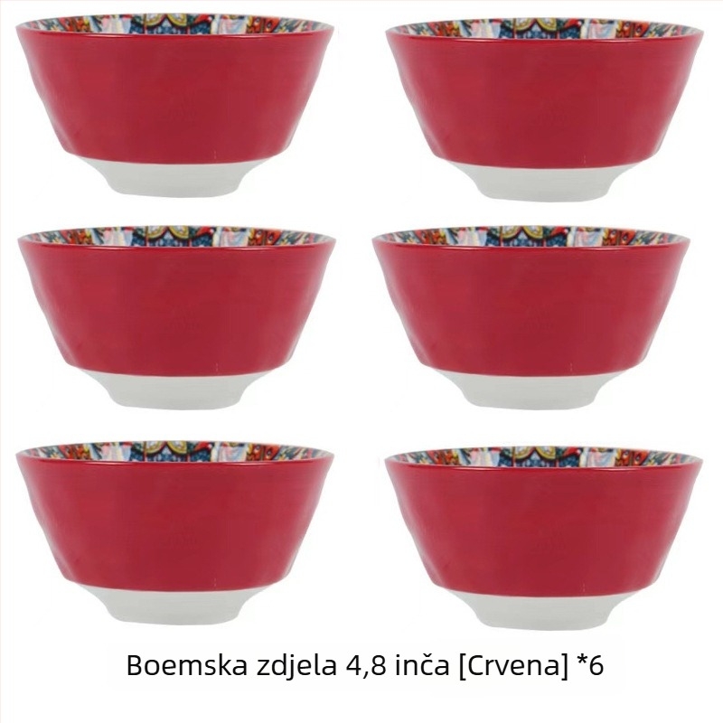 Porcelanska zdjela u boemskom stilu s podglazurnim cvjetnim uzorkom, kompatibilna s mikrovalnom pećnicom, okruglog oblika