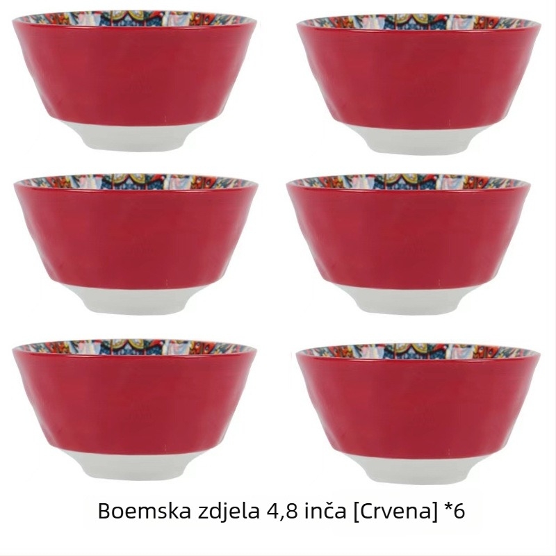 Porcelanska zdjela u boemskom stilu s podglazurnim cvjetnim uzorkom, kompatibilna s mikrovalnom pećnicom, okruglog oblika