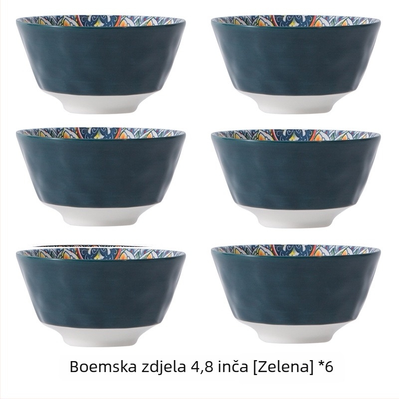 Porcelanska zdjela u boemskom stilu s podglazurnim cvjetnim uzorkom, kompatibilna s mikrovalnom pećnicom, okruglog oblika