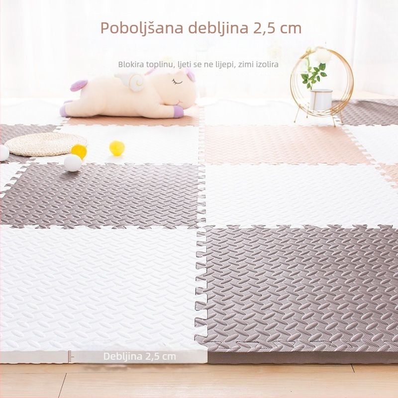 Jačana pjenasta podloga za pod za djecu — interlock puzzle podloga za puzanje, vodootporna i otporna na prljavštinu, pokriva cijelu sobu