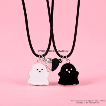 Dječja ogrlica od legure, crtani stil, privjesak u obliku srca, uobičajeni lanac